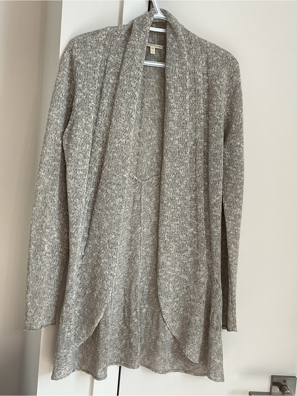 ***Eileen Fisher *** Light Gray / taupe Heathered Open-Front Shawl Cardigan.
